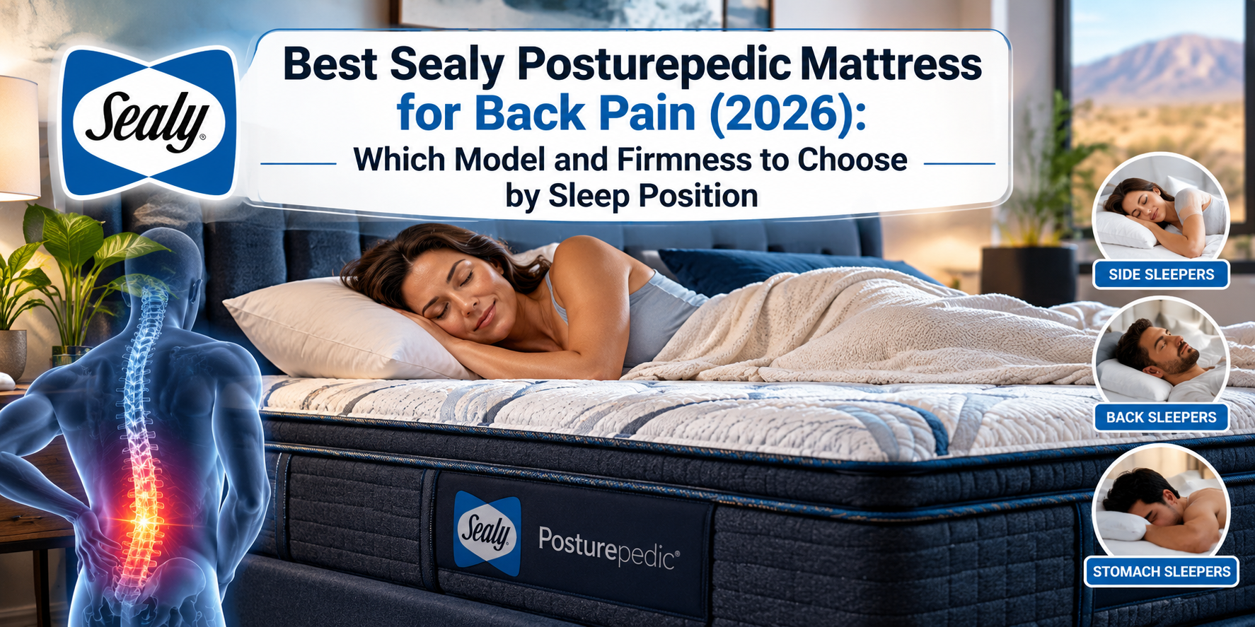 Best Sealy Posturepedic Mattress for Back Pain (2026): Which Model and Firmness to Choose by Sleep Position