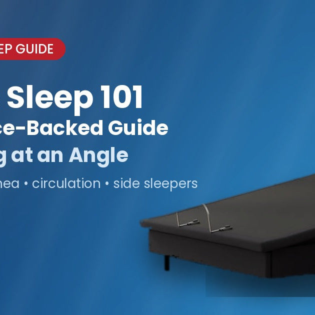 Bedplanet High/Low Lift adjustable bed tilted at an incline — Incline Sleep 101 blog thumbnail