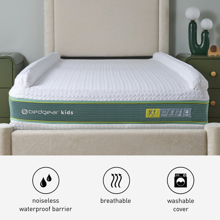 Bedgear X1 Flippable Kids Mattress with Magic Edge – 2-Stage Design with Inflatable Roll-Off Bumpers