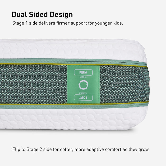 Bedgear X1 Flippable Kids Mattress with Magic Edge – 2-Stage Design with Inflatable Roll-Off Bumpers