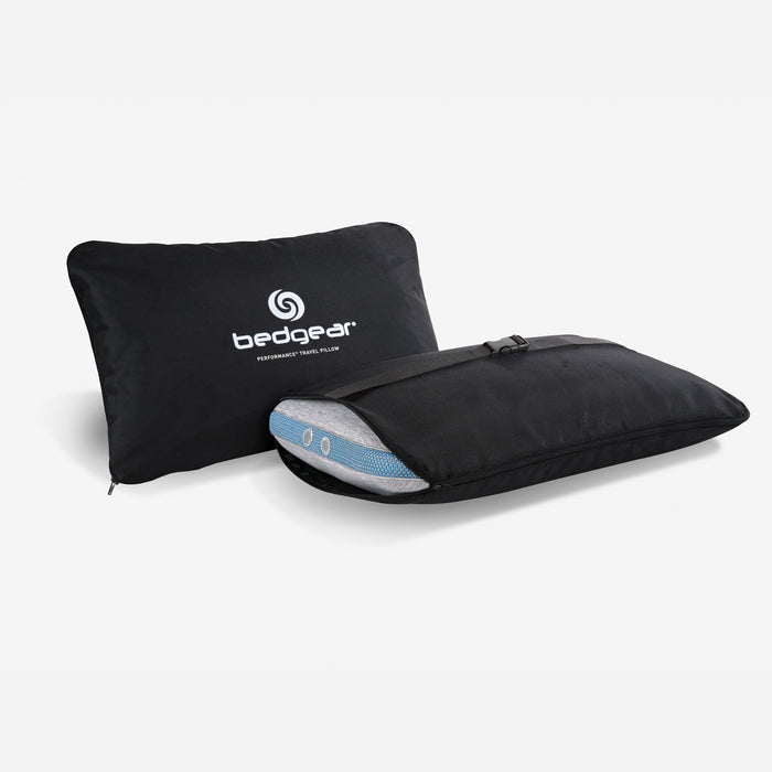 Bedgear Flow Performance® Travel Pillow – Air-X Breathable Cover with React Fill and Travel Bag