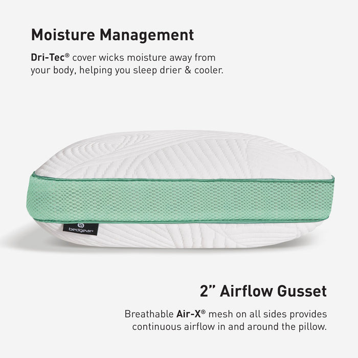 Bedgear Level Cuddle Curve Performance® Pillow – Firm Ergonomic Support with Dri-Tec Moisture-Wicking Cover