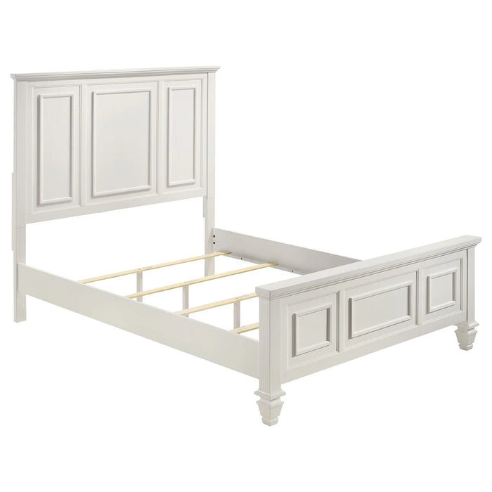 Coaster Fine Furniture Sandy Beach Bed – Carved Panel Bed with Brushed Nickel Hardware & Cream White Finish | Queen, E.King & Cal.King