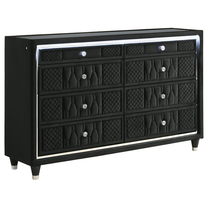 Coaster Fine Furniture Lorient Velvet Bedroom Set with LED Lighting and USB Charging - Bedplanet