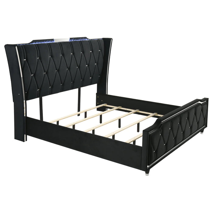 Coaster Fine Furniture Lorient Velvet Bed with LED Lighting and USB Charging