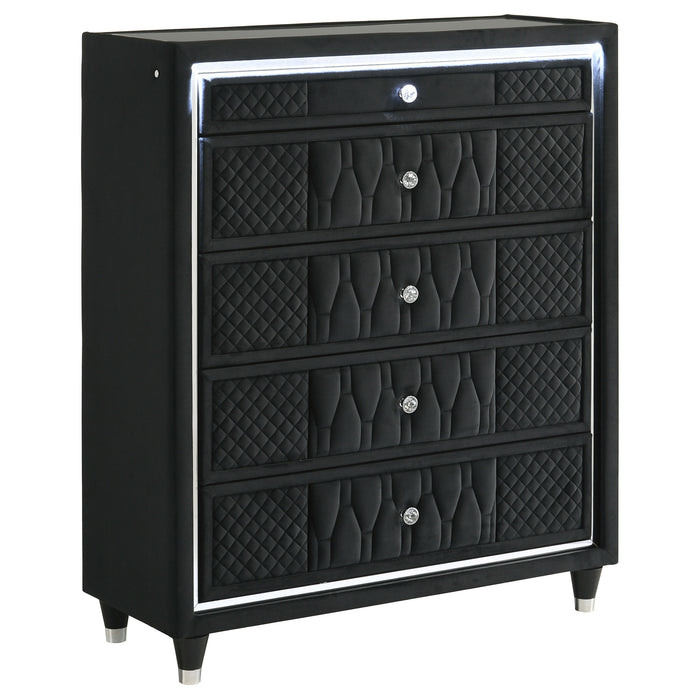 Coaster Fine Furniture Lorient Velvet Bedroom Set with LED Lighting and USB Charging - Bedplanet