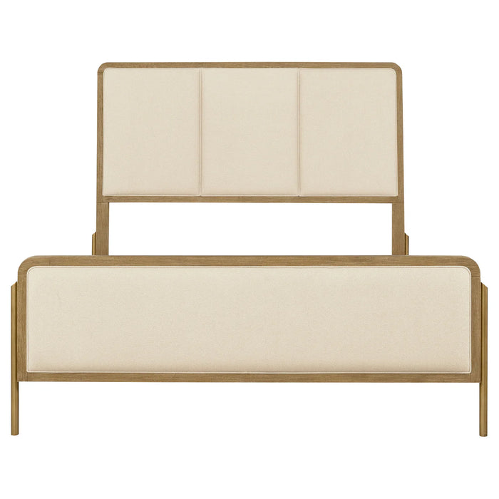 Coaster Fine Furniture Arini Bed with Cream Upholstery and Gold-Finish Legs