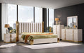 McFerran Home Furnishing B2001 Modern White & Gold Frame Bed - Bedplanet
