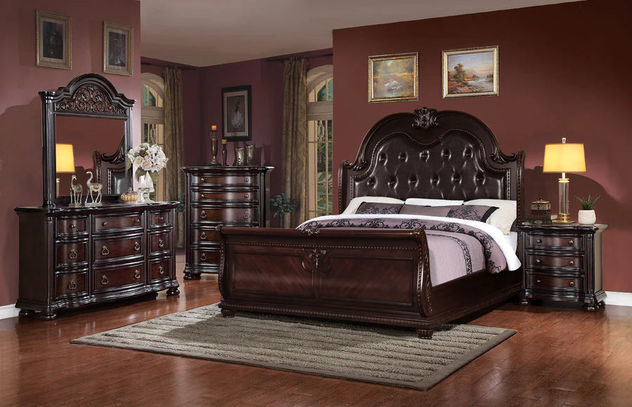 McFerran Home Furnishing B367 Brown Wood Queen Bed - Bedplanet