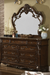 McFerran B7189 Queen Panel Bed in Cherry Oak - Victorian Style with Ash Burl Veneer - Bedplanet