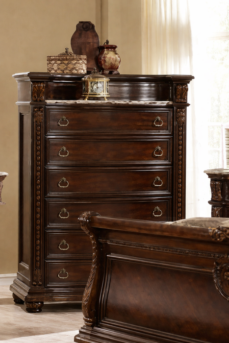 McFerran Home Furnishing B9500 Amber Dark Cherry Tufted Bedroom Set - Bedplanet