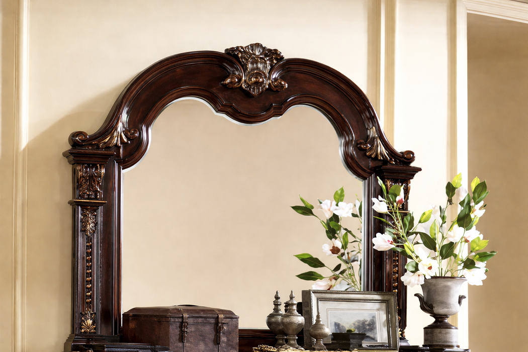 McFerran Home Furnishing B9500 Amber Dark Cherry Tufted Bedroom Set - Bedplanet
