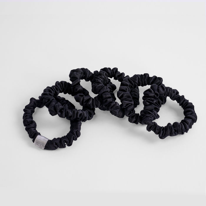 Bedgear Hyper-Silk® Performance® Skinny Scrunchies (Set of 6) – Vegan Silk Hair Ties That Prevent Breakage