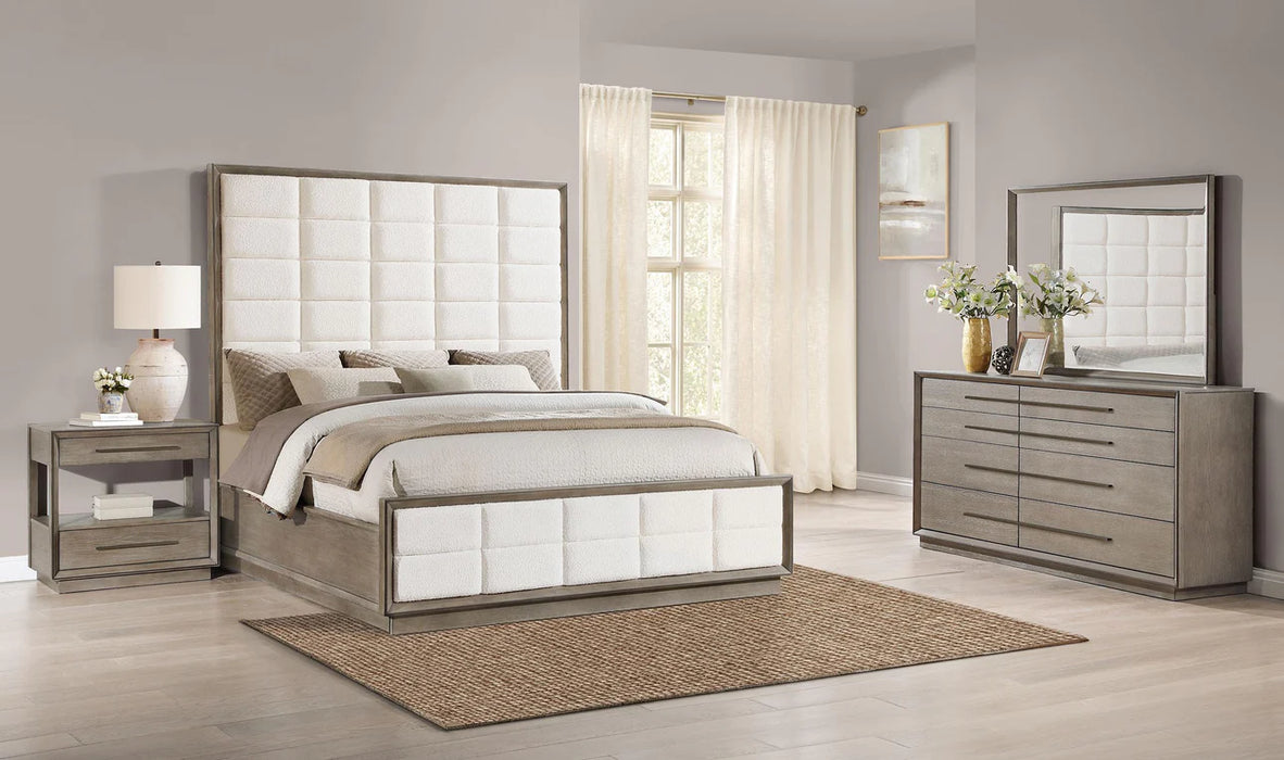 Coaster Fine Furniture Durango Bed – Grid-Tufted Velvet Headboard & Gold Hardware