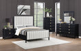 Brookmead Modern Bedroom Furniture Set – Wire-Brushed Black Finish with Fluted Texturing, Golden Demi-Lune Handles, and English Dovetail Craftsmanship - LasVegasFurnitureOnline.com