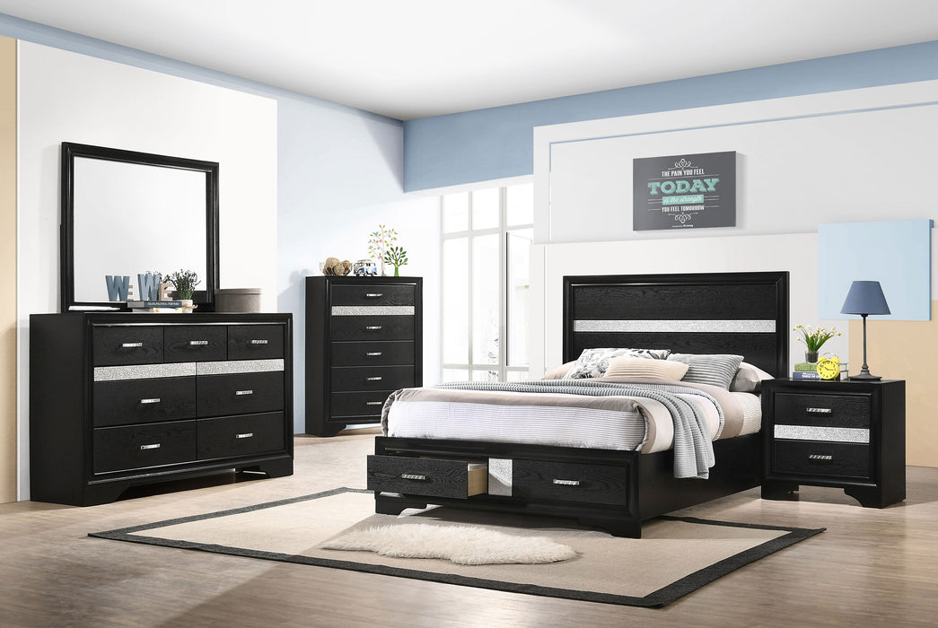 Coaster Fine Furniture Miranda Glam Bedroom Set – Textured Finish, Crystal Handles & Secret Jewelry Drawers - Bedplanet