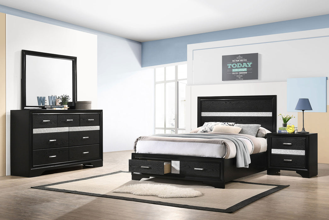 Coaster Fine Furniture Miranda Glam Bedroom Set – Textured Finish, Crystal Handles & Secret Jewelry Drawers - Bedplanet