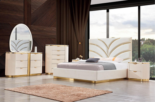 McFerran Home Furnishing B1001 Modern White & Gold Bed - Bedplanet