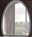 McFerran B1003 oval dresser mirror with gray frame and gold trim