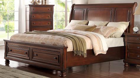 McFerran Home Furnishing B608 Queen Storage Bed in Cherry - LasVegasFurnitureOnline.com