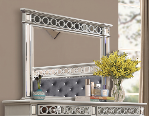 McFerran Home Furnishing B1689 Silver & Grey Velvet Bedroom Set - Bedplanet