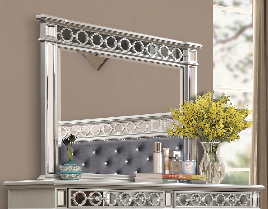 McFerran Home Furnishing B1689 Silver & Grey Velvet Bedroom Set - Bedplanet