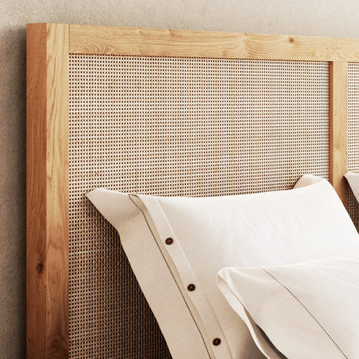 Naturepedic Arienzo Bed oak and rattan headboard