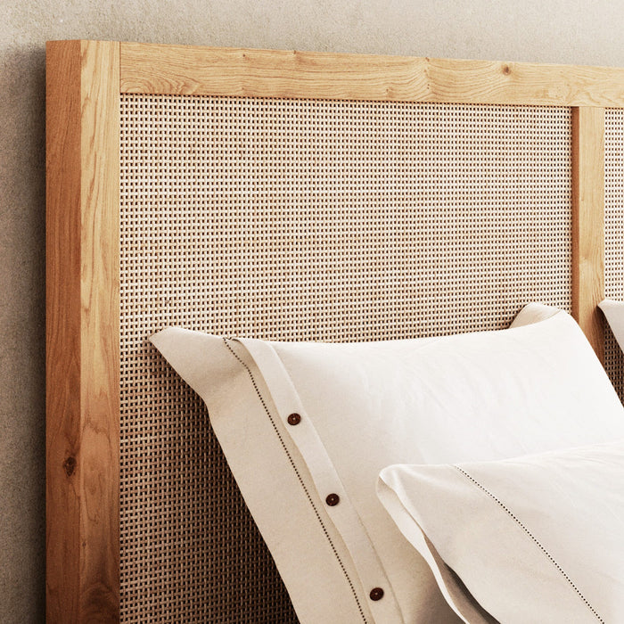 Naturepedic Arienzo Bed oak and rattan headboard