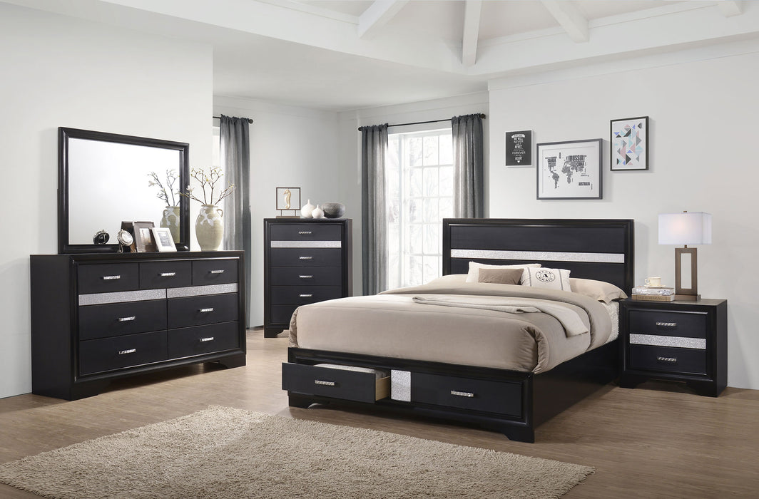 Coaster Fine Furniture Miranda Glam Bedroom Set – Textured Finish, Crystal Handles & Secret Jewelry Drawers - Bedplanet