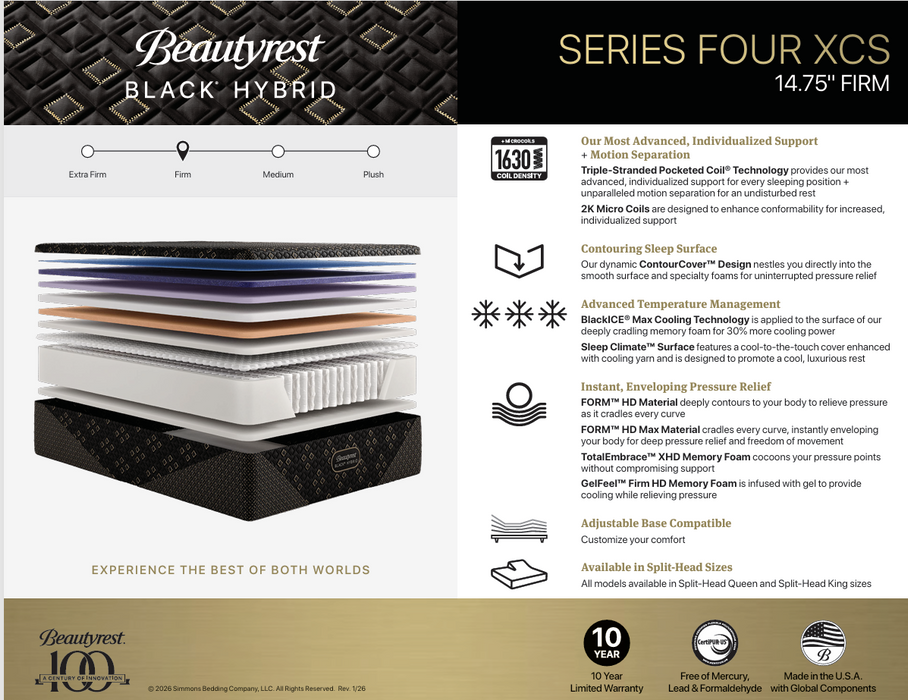 Beautyrest Black Hybrid XCS Series Four Firm Mattress - Bedplanet