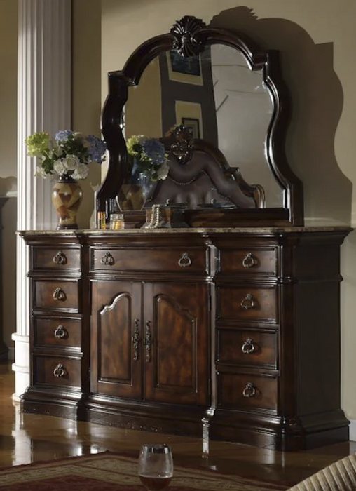 McFerran Home Furnishings B6005 Canopy Bedroom Set – Traditional Carved Solid Wood in Rich Brown Finish - Bedplanet