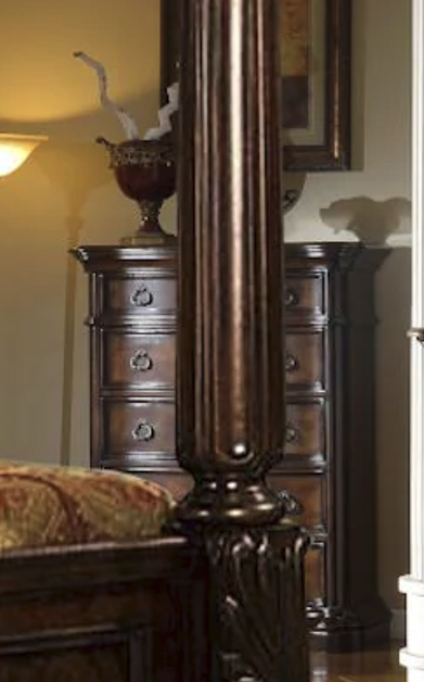 McFerran Home Furnishings B6005 Canopy Bedroom Set – Traditional Carved Solid Wood in Rich Brown Finish - Bedplanet