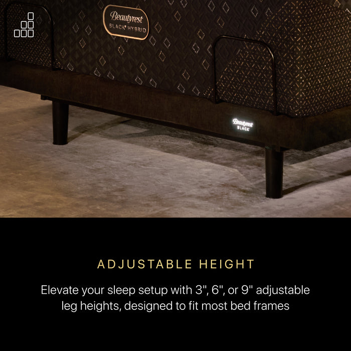 3, 6 or 9 inch adjustable legs on the Beautyrest Black Luxury Adjustable Base