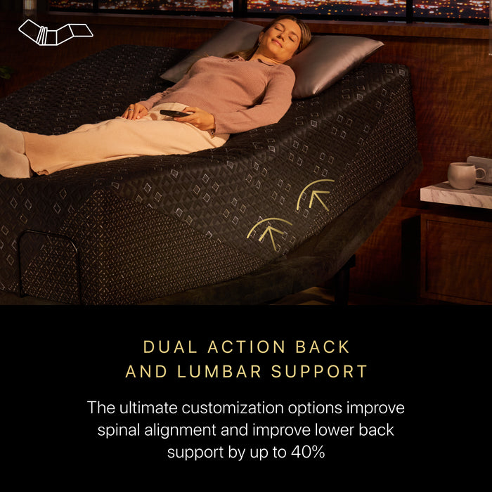 Dual Action Back and Lumbar Support on the Beautyrest Black Luxury Adjustable Base