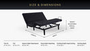 Beautyrest Black Luxury Adjustable Base size and dimensions chart