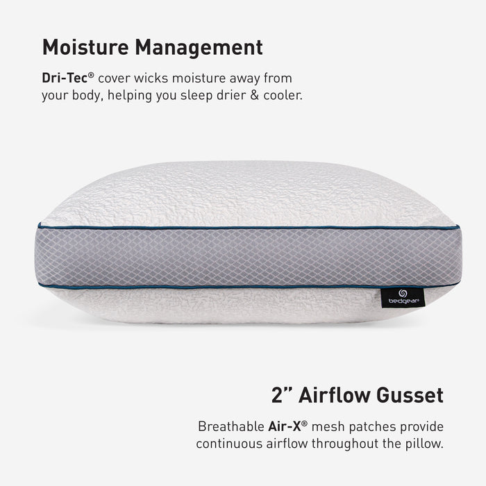 Bedgear Linea Performance® Pillow – Soft Fiber Fill with Dri-Tec Moisture-Wicking Cover in Three Heights