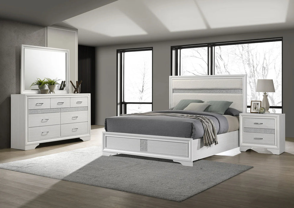 Coaster Fine Furniture Miranda Glam Bed – Textured Finish & Crystal-Style Glitter Accents