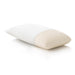 Malouf Zoned Talalay Latex Pillow with cotton cover partly pulled back to show the ventilated latex core
