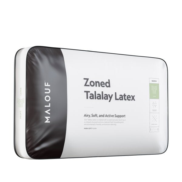 Malouf Zoned Talalay Latex Pillow retail packaging