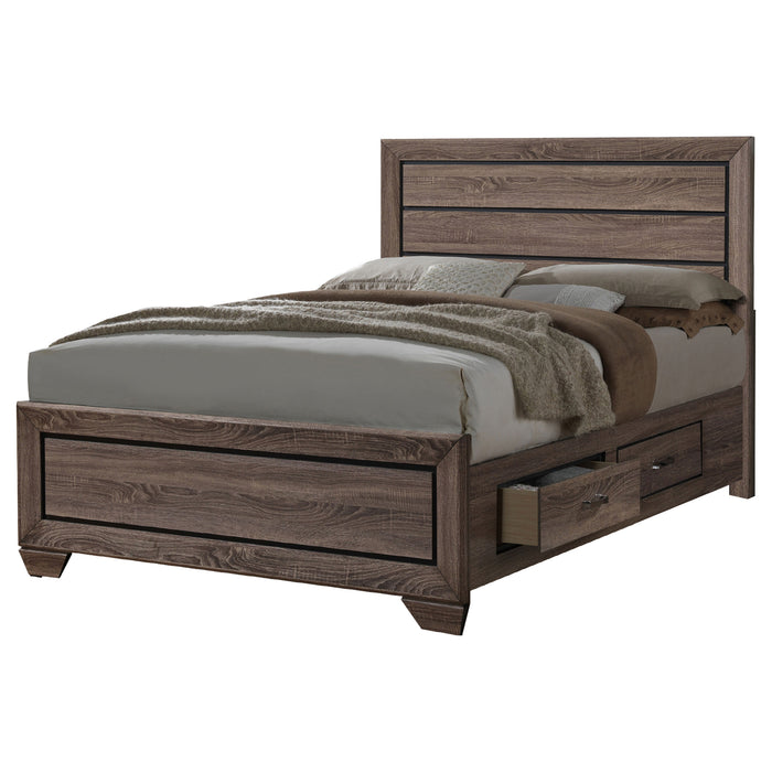 Coaster Fine Furniture Kauffman Bedroom Set | Wood Grain Panels, Antique Brass Hardware & Kenlin Glides | Washed Taupe or Dark Cocoa - Bedplanet