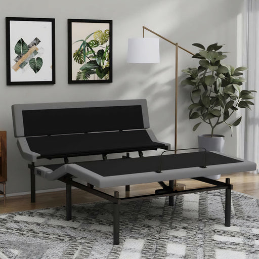 Rize Contemporary IV adjustable bed shown made up in a bedroom - Bedplanet