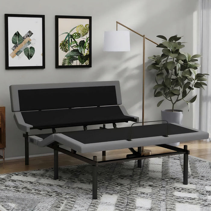 Rize Contemporary IV adjustable bed shown made up in a bedroom - Bedplanet