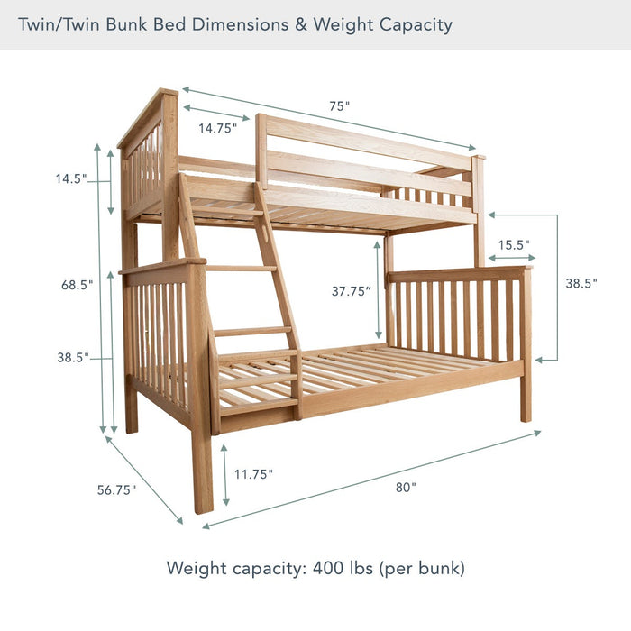 Naturepedic Savona FSC®-Certified Oak Kids Bed/Bunk Bed
