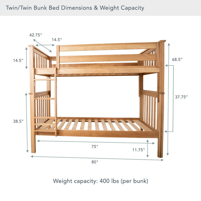 Naturepedic Savona FSC®-Certified Oak Kids Bed/Bunk Bed