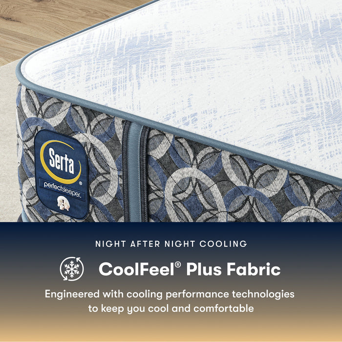 Serta Perfect Sleeper Cascade Bluff Medium Hybrid cooling cover fabric close-up
