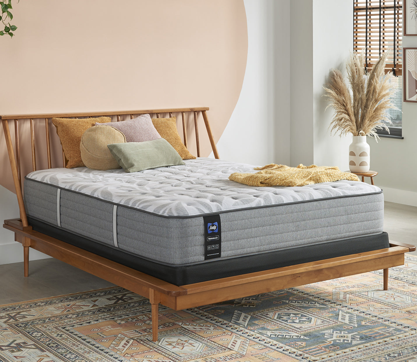 Queen size EPT Sealy Posturepedic&reg; mattress in styled bedroom